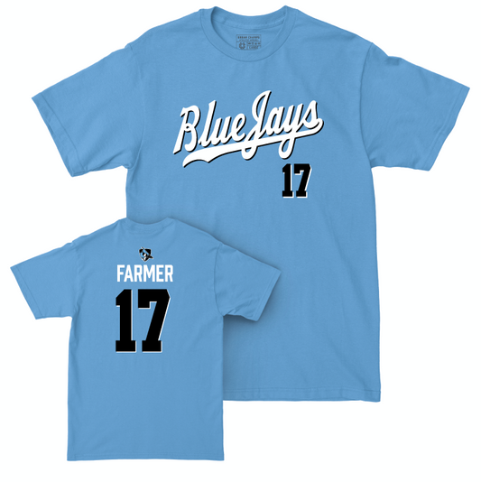 Johns Hopkins Field Hockey Blue Script Tee - Ada Farmer Small