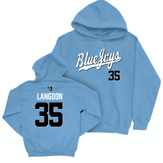 Johns Hopkins Women's Lacrosse Blue Script Hoodie - Ashley Langdon Small