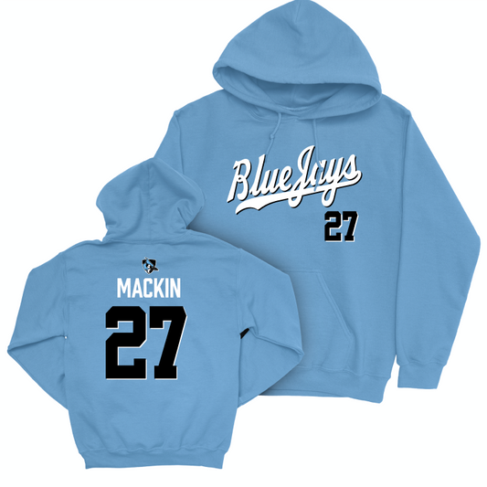 Johns Hopkins Women's Lacrosse Blue Script Hoodie - Ashley Mackin Small