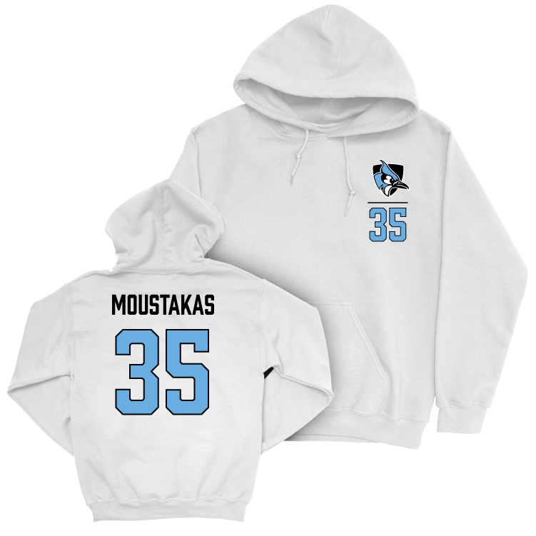 Johns Hopkins Football White Logo Hoodie - Atticus Moustakas Small