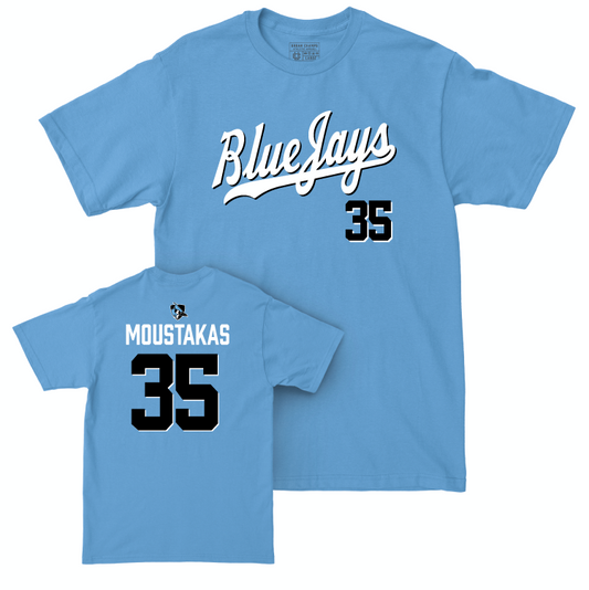 Johns Hopkins Football Blue Script Tee - Atticus Moustakas Small