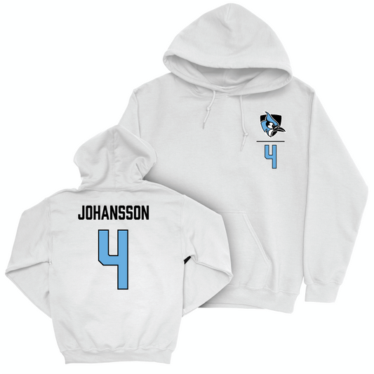 Johns Hopkins Men's Basketball White Logo Hoodie - Brian Johansson Small