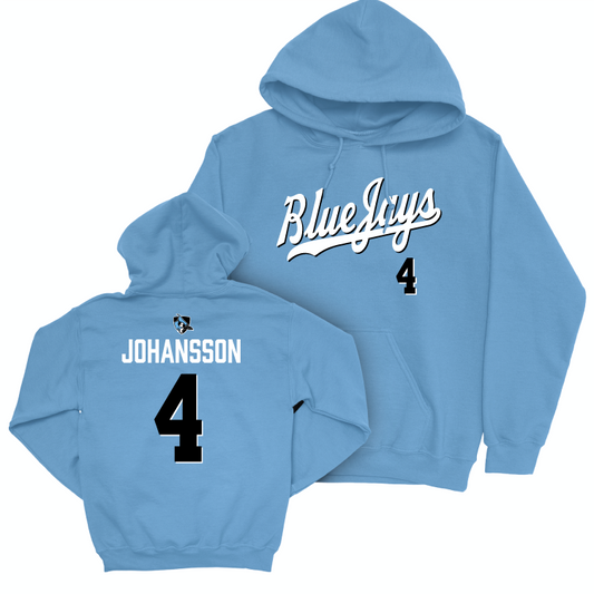 Johns Hopkins Men's Basketball Blue Script Hoodie - Brian Johansson Small