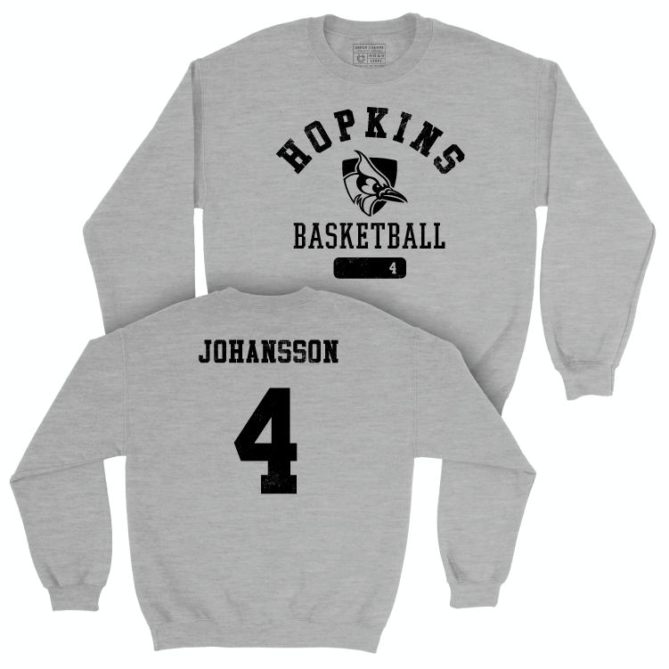 Johns Hopkins Men's Basketball Sport Grey Varsity Crew - Brian Johansson Small