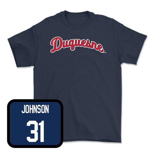 Duquesne Football Navy Script Tee - Jermaine Johnson