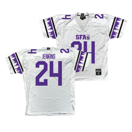 SFA Football White Jersey - Jaylen Jenkins | #24