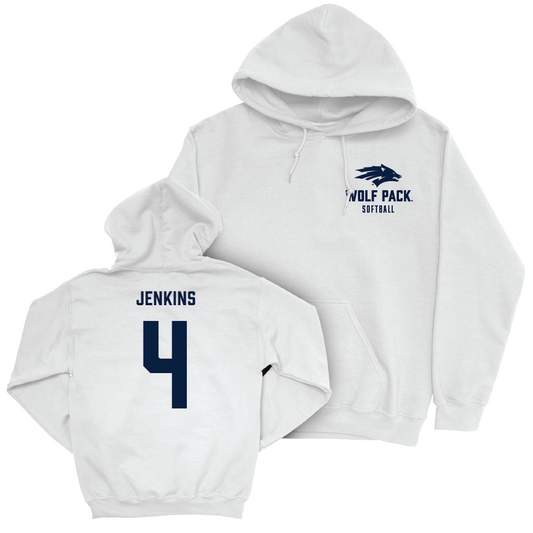 Nevada Softball White Logo Hoodie   - Aaliyah Jenkins