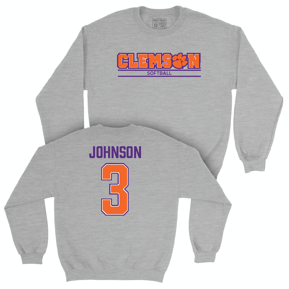 Clemson Softball Sport Grey Stacked Crew  - Kylee Johnson