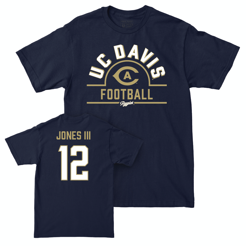 UC Davis Football Navy Arch Tee - Zachary Jones III | #12