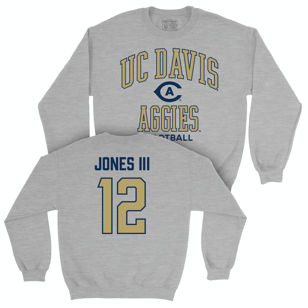 UC Davis Football Sport Grey Classic Crew - Zachary Jones III | #12