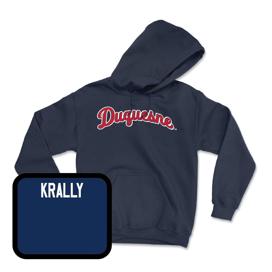 Duquesne Track & Field Navy Script Hoodie - Brooke Krally