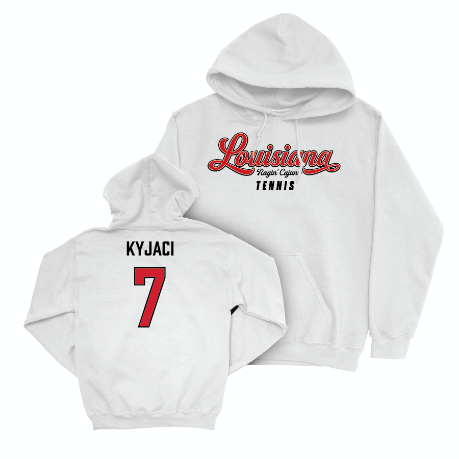 Louisiana Men's Tennis White Script Hoodie  - Samuel Kyjaci