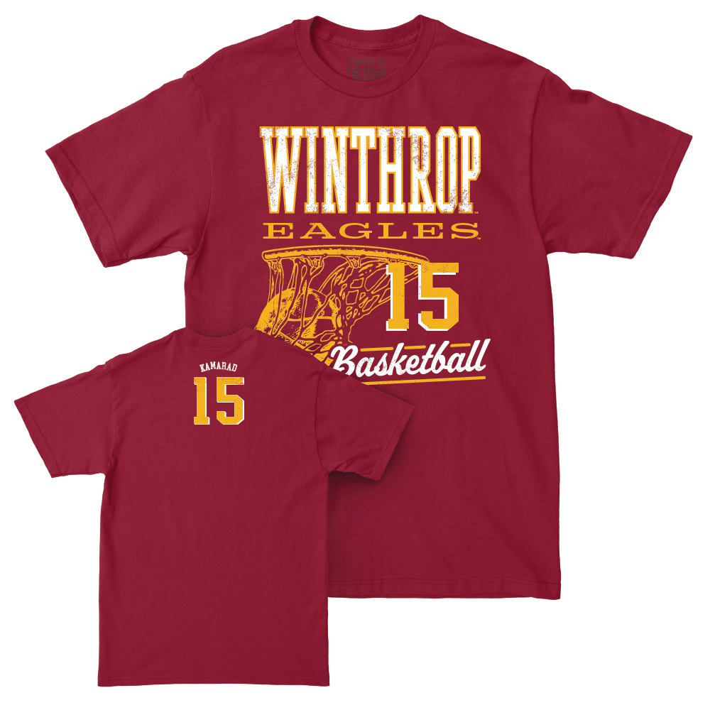 Winthrop Men's Basketball Maroon Hoops Tee  - Tommy Kamarad