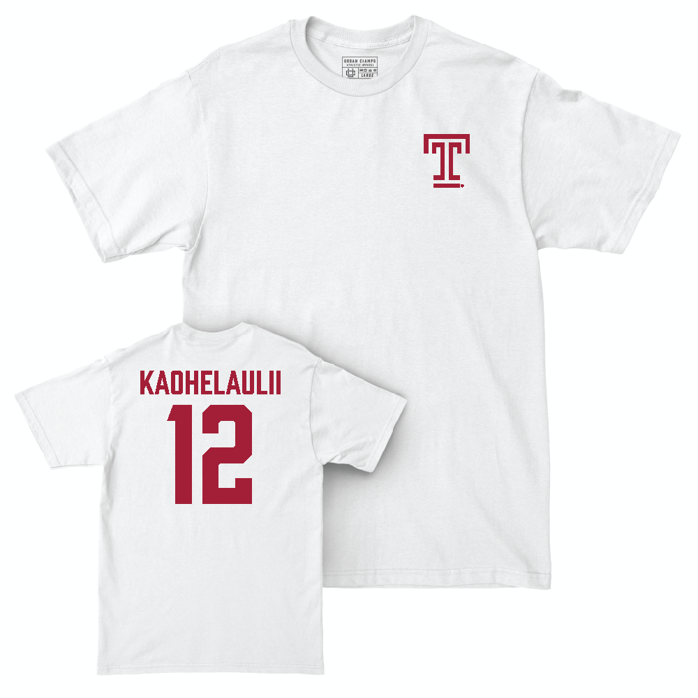 Temple Women's Volleyball White Logo Comfort Colors Tee  - Hikialani Kaohelaulii