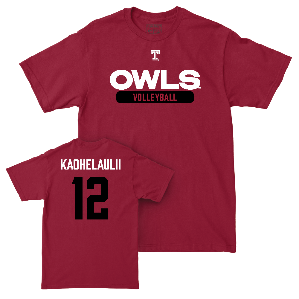 Temple Women's Volleyball Cherry Staple Tee  - Hikialani Kaohelaulii