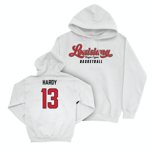 Louisiana Men's Basketball White Script Hoodie - Brandon Hardy Small