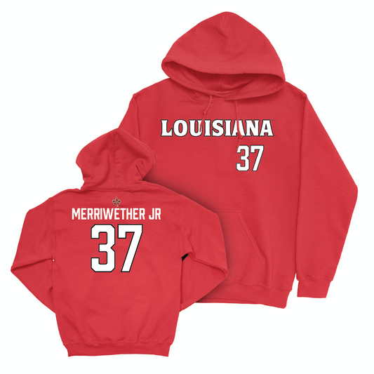 Louisiana Football Red Wordmark Hoodie - Bryant Merriwether Jr Small