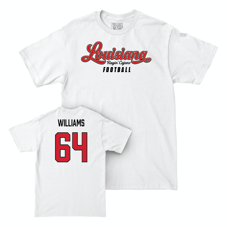 Louisiana Football White Script Comfort Colors Tee - Bryant Williams Small