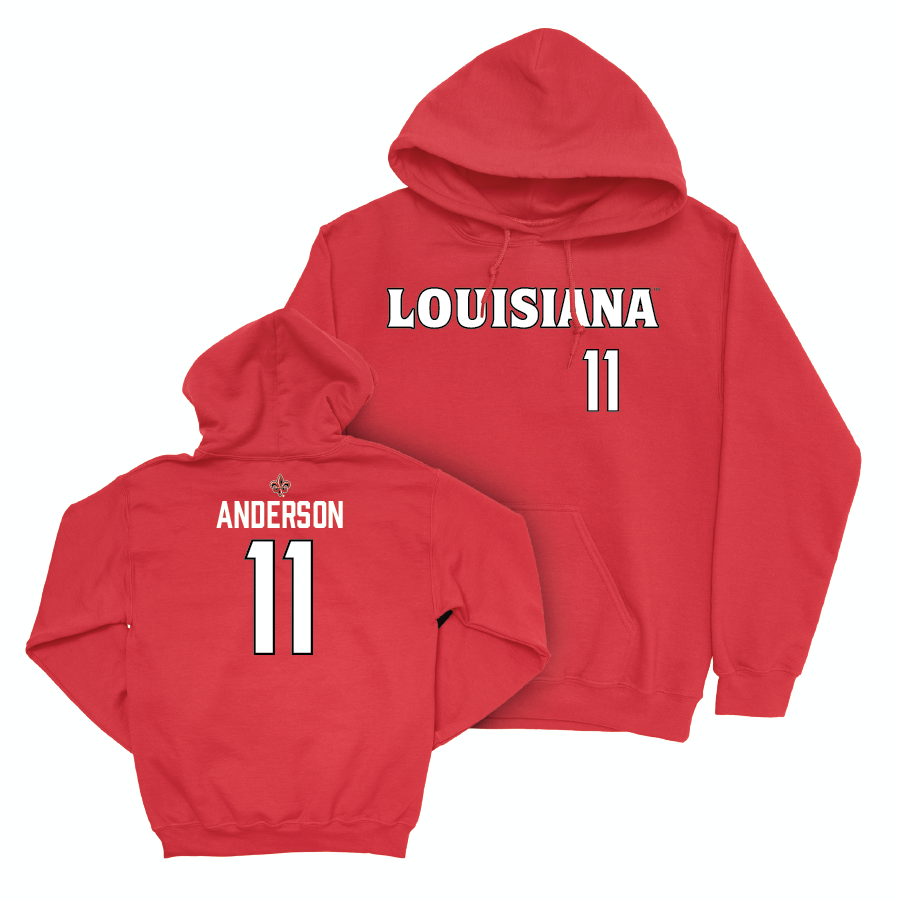 Louisiana Football Red Wordmark Hoodie - Caleb Anderson Small