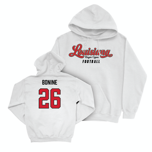 Louisiana Football White Script Hoodie - Caleb Bonine Small