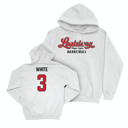 Louisiana Men's Basketball White Script Hoodie - Chancellor White Small