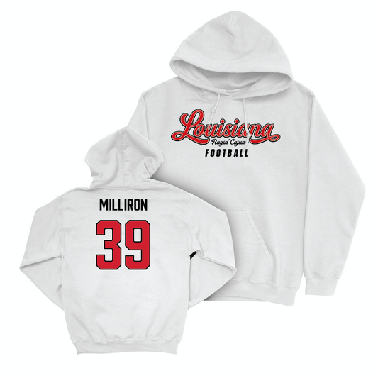 Louisiana Football White Script Hoodie - Carter Milliron Small