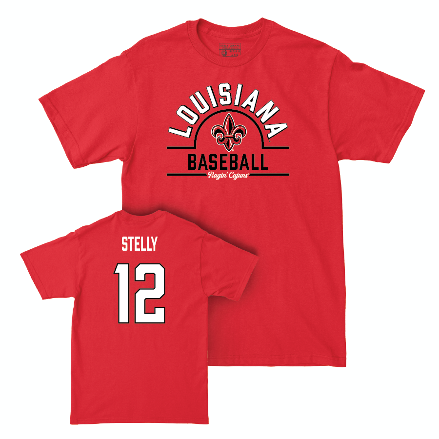 Louisiana Baseball Red Arch Tee - Caleb Stelly Small