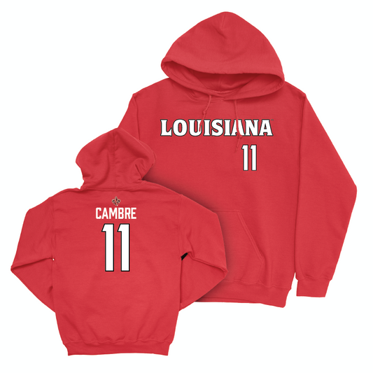 Louisiana Football Red Wordmark Hoodie - Dalen Cambre Small