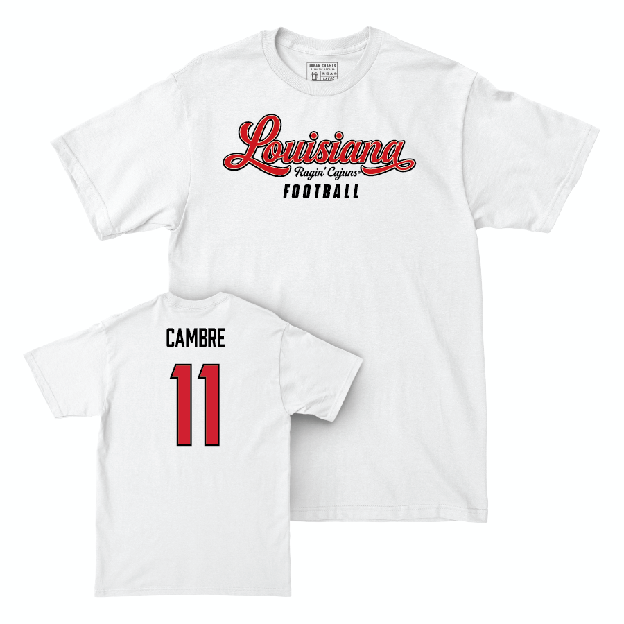 Louisiana Football White Script Comfort Colors Tee - Dalen Cambre Small