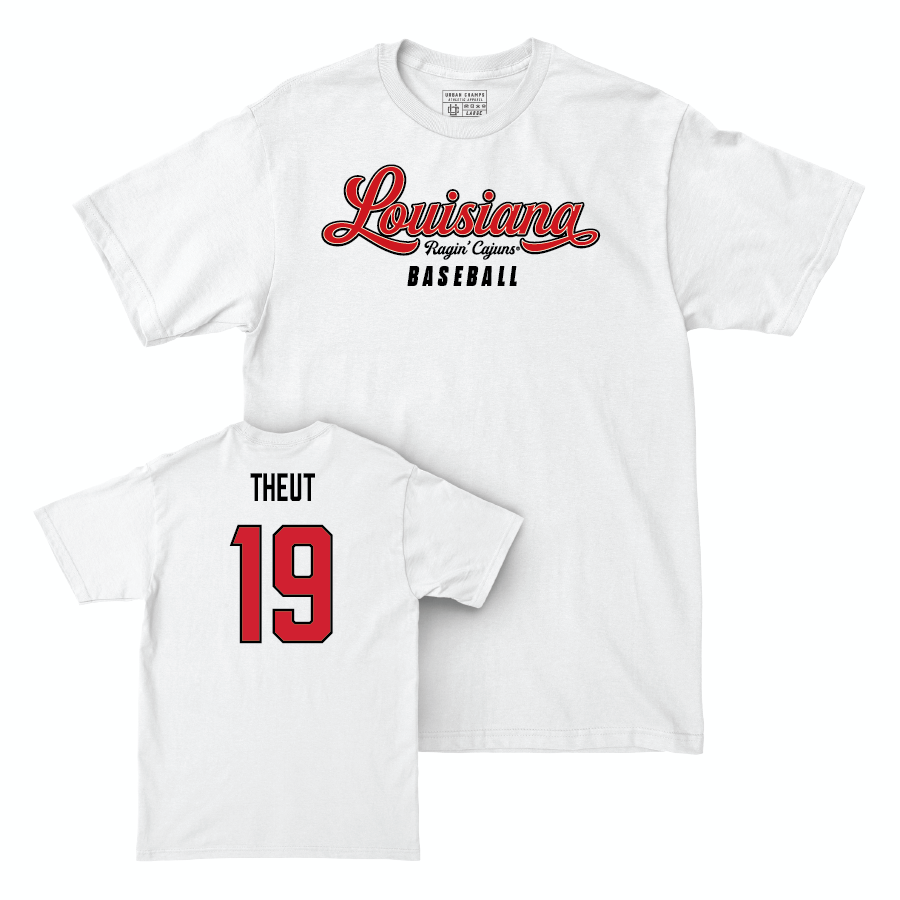 Louisiana Baseball White Script Comfort Colors Tee - Dylan Theut Small