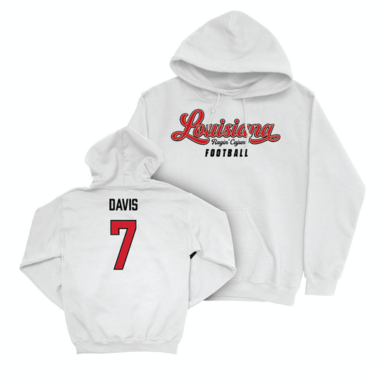 Louisiana Football White Script Hoodie - Elijah Davis Small