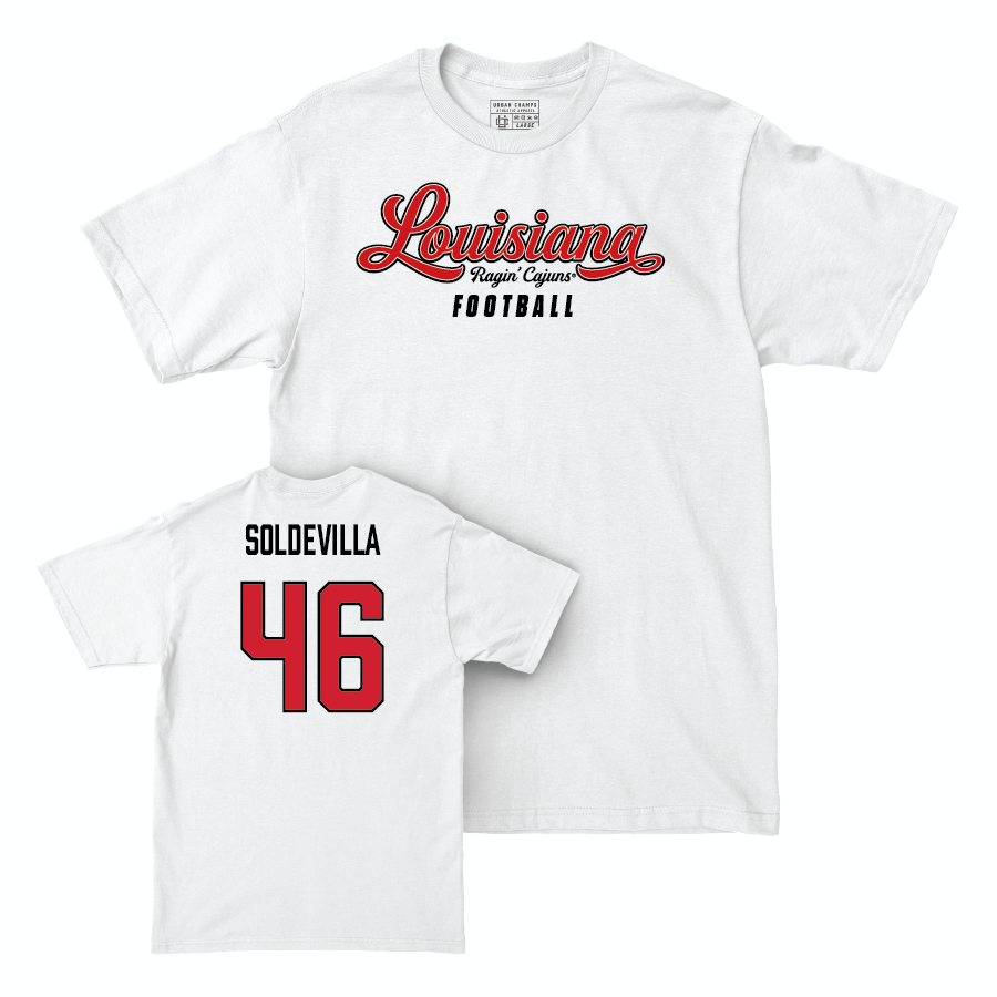 Louisiana Football White Script Comfort Colors Tee - Emiliano Soldevilla Small