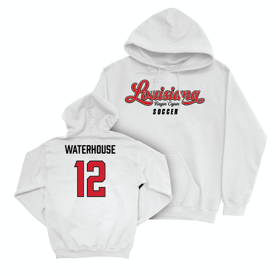 Louisiana Women's Soccer White Script Hoodie - Hailly Waterhouse Small