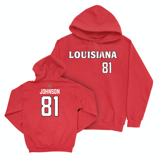 Louisiana Football Red Wordmark Hoodie - Jaydon Johnson Small