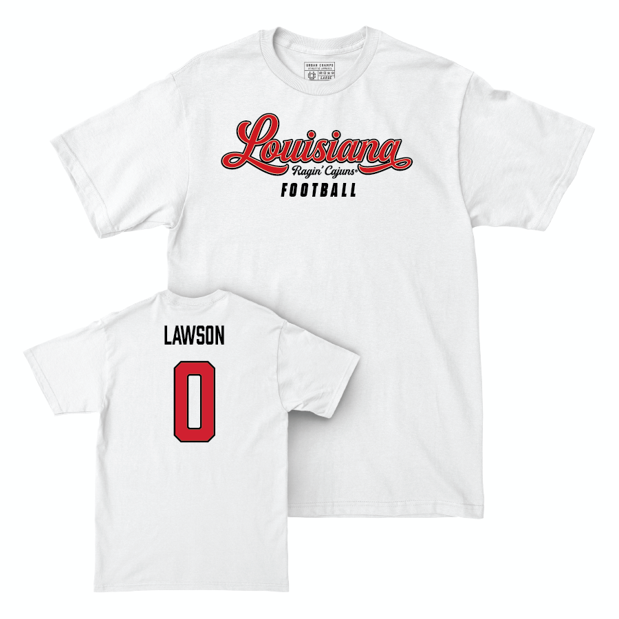 Louisiana Football White Script Comfort Colors Tee - Jordan Lawson Small