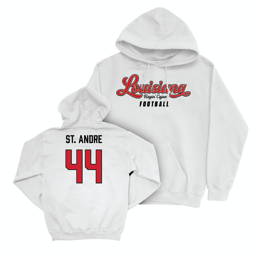 Louisiana Football White Script Hoodie - Jake St. Andre Small