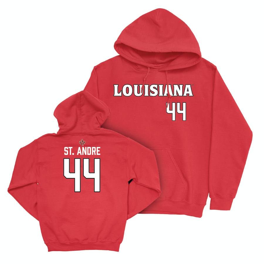 Louisiana Football Red Wordmark Hoodie - Jake St. Andre Small