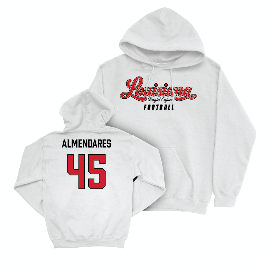 Louisiana Football White Script Hoodie - Kenneth Almendares Small