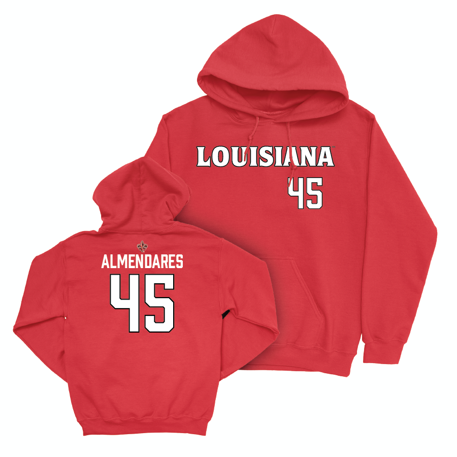 Louisiana Football Red Wordmark Hoodie - Kenneth Almendares Small