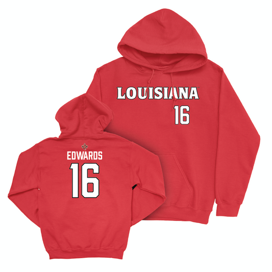 Louisiana Football Red Wordmark Hoodie - Kailep Edwards Small