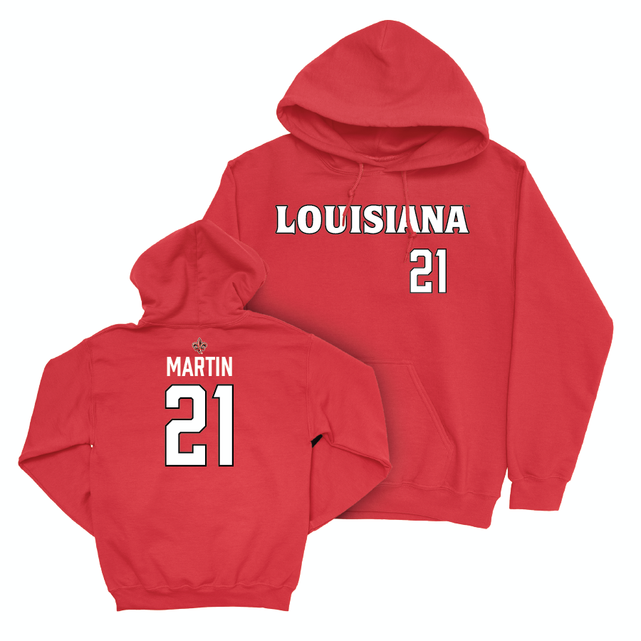 Louisiana Football Red Wordmark Hoodie - Keyon Martin Small