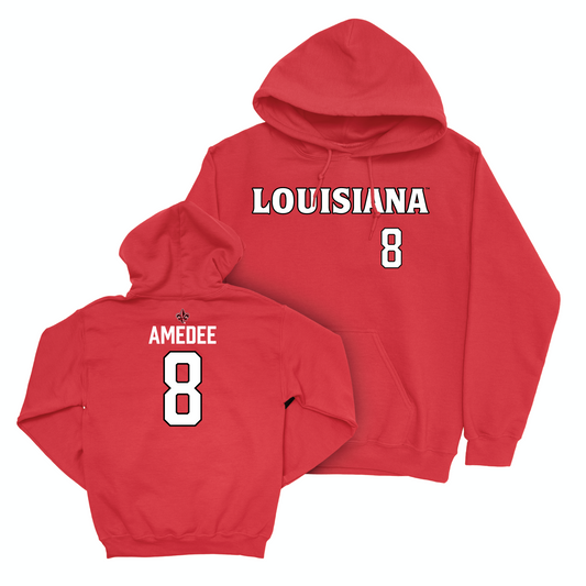 Louisiana Baseball Red Wordmark Hoodie - Lee Amedee Small