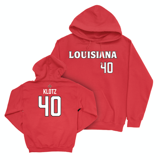 Louisiana Football Red Wordmark Hoodie - Logan Klotz Small