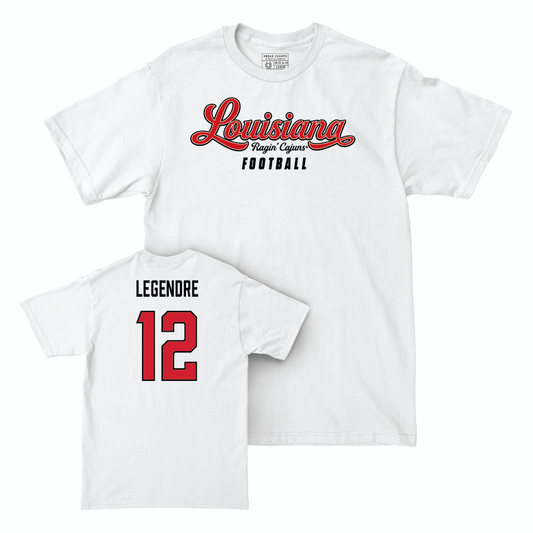 Louisiana Football White Script Comfort Colors Tee - Lance LeGendre Small