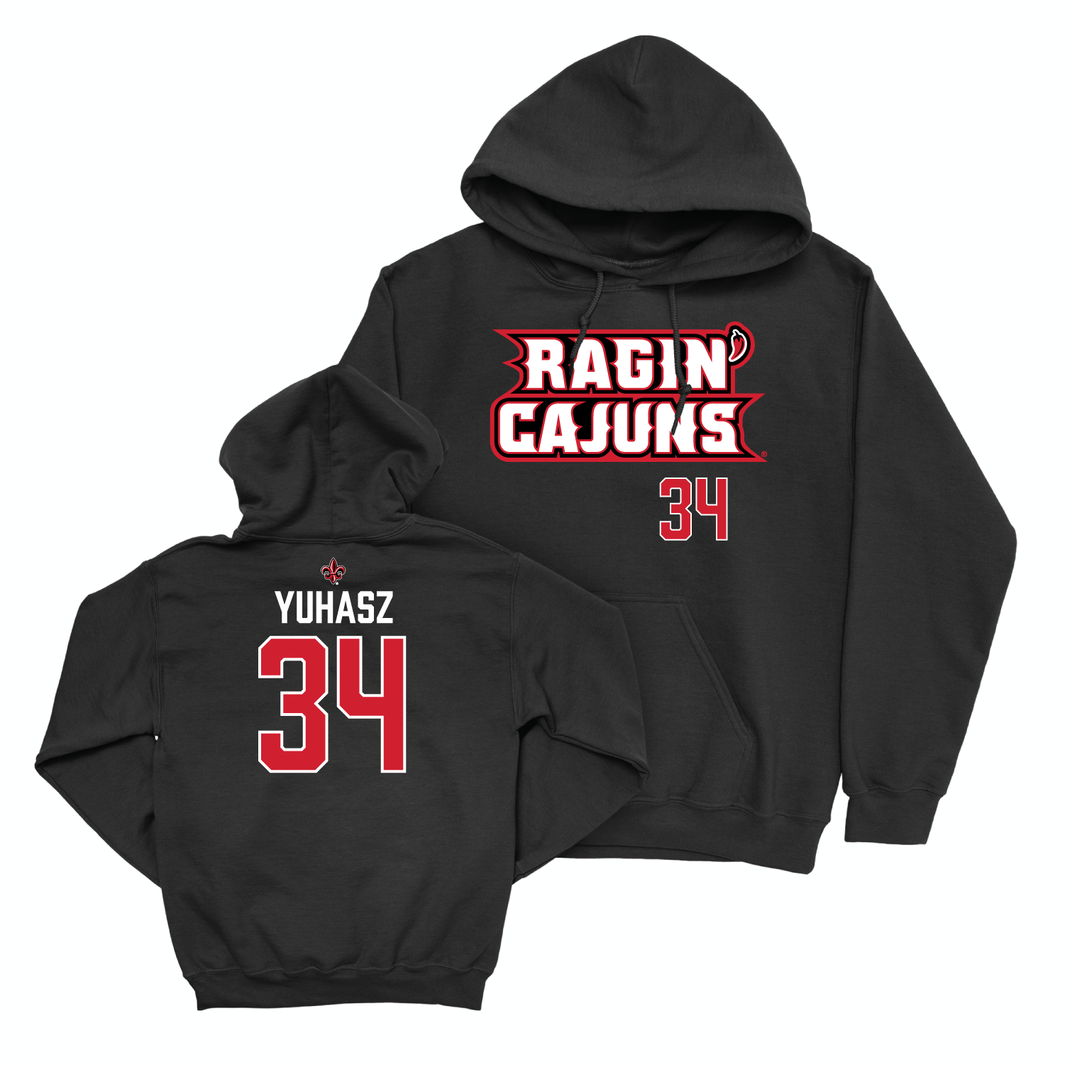 Louisiana Baseball Black Ragin' Cajuns Hoodie - Luke Yuhasz Small