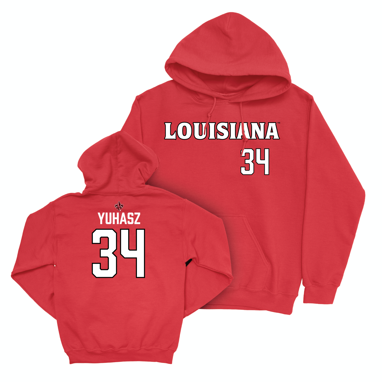 Louisiana Baseball Red Wordmark Hoodie - Luke Yuhasz Small