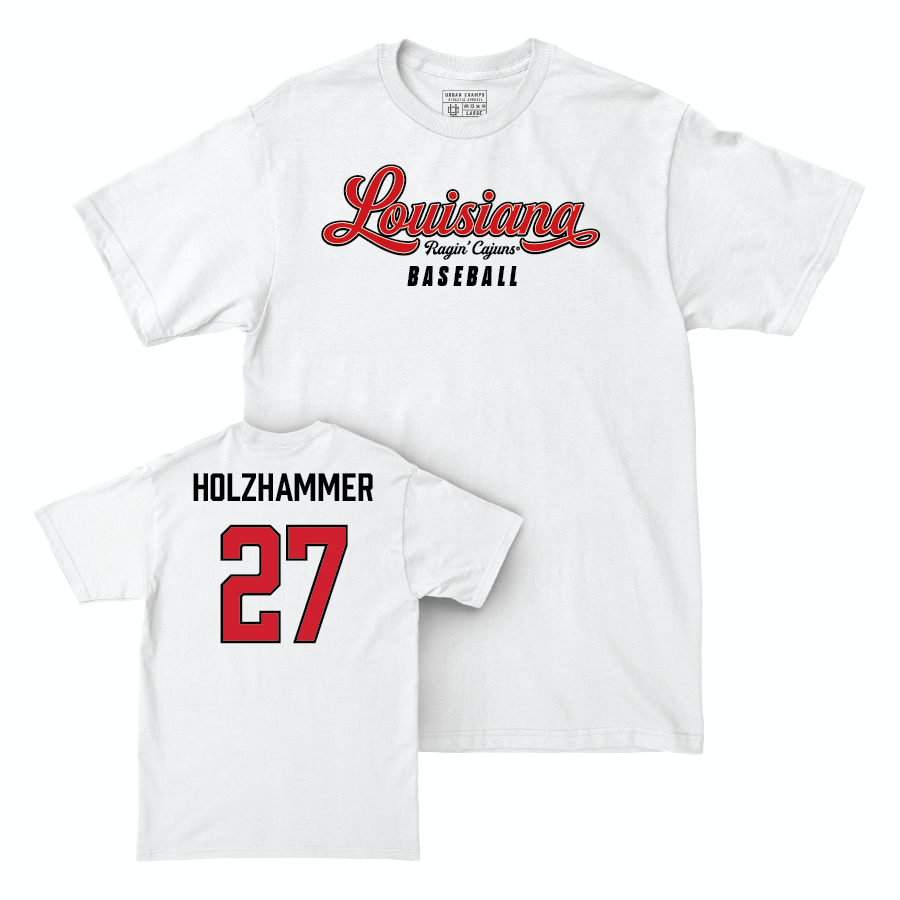 Louisiana Baseball White Script Comfort Colors Tee  - Matthew Holzhammer Small