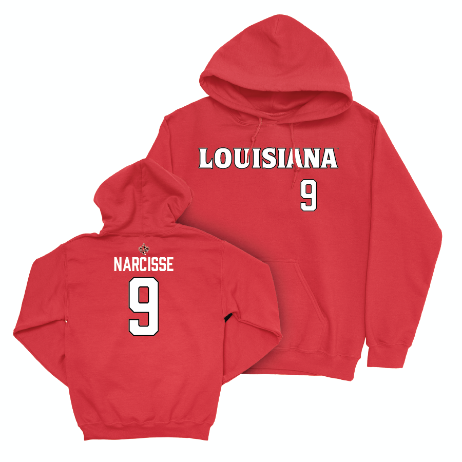 Louisiana Football Red Wordmark Hoodie - Mason Narcisse Small