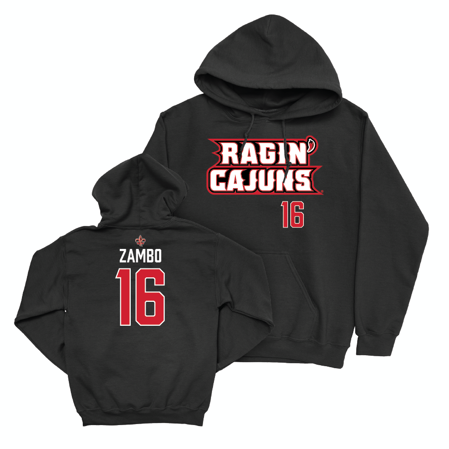 Louisiana Baseball Black Ragin' Cajuns Hoodie - Mason Zambo Small