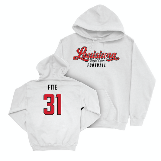 Louisiana Football White Script Hoodie - Trey Fite Small